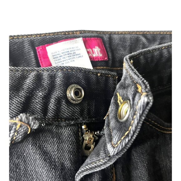 Old Navy Girls Black Boot Cut Denim Jeans Size 6 Adjustable Waist Distressed - Picture 7 of 12